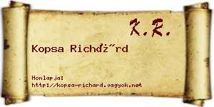 Kopsa Richárd névjegykártya